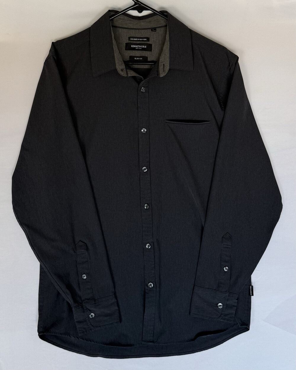 Kenneth Cole Slim Fit Stretch Button Down Shirt Mens Large A200